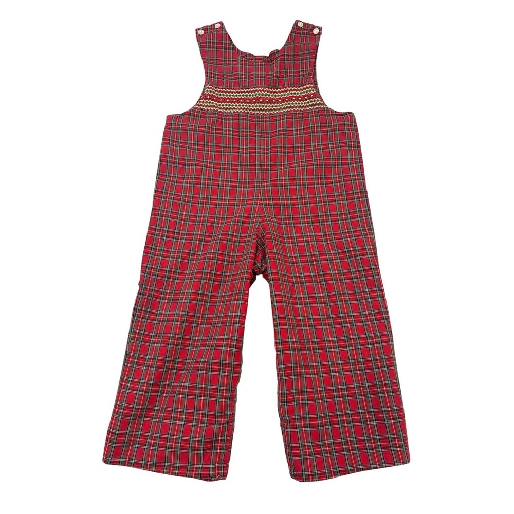 Anavini Red Plaid Hand Smocked Longall  Size 3